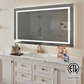40 in. W x 44 in. Customized H LED Rectangular Frameless Anti-Fog Bathroom Mirror Front & Backlit
