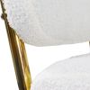 Mid-Century Modern Counter Height Bar Stools for Kitchen Set of 2, Armless Bar Chairs with Gold Metal Chrome Base for Dining Room, Upholstered Boucle