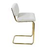 Mid-Century Modern Counter Height Bar Stools for Kitchen Set of 2, Armless Bar Chairs with Gold Metal Chrome Base for Dining Room, Upholstered Boucle
