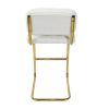 Mid-Century Modern Counter Height Bar Stools for Kitchen Set of 2, Armless Bar Chairs with Gold Metal Chrome Base for Dining Room, Upholstered Boucle