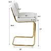 Mid-Century Modern Counter Height Bar Stools for Kitchen Set of 2, Armless Bar Chairs with Gold Metal Chrome Base for Dining Room, Upholstered Boucle