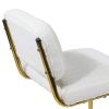 Mid-Century Modern Counter Height Bar Stools for Kitchen Set of 2, Armless Bar Chairs with Gold Metal Chrome Base for Dining Room, Upholstered Boucle