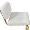 Mid-Century Modern Counter Height Bar Stools for Kitchen Set of 2, Armless Bar Chairs with Gold Metal Chrome Base for Dining Room, Upholstered Boucle