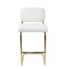 Mid-Century Modern Counter Height Bar Stools for Kitchen Set of 2, Armless Bar Chairs with Gold Metal Chrome Base for Dining Room, Upholstered Boucle