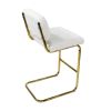 Mid-Century Modern Counter Height Bar Stools for Kitchen Set of 2, Armless Bar Chairs with Gold Metal Chrome Base for Dining Room, Upholstered Boucle