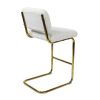 Mid-Century Modern Counter Height Bar Stools for Kitchen Set of 2, Armless Bar Chairs with Gold Metal Chrome Base for Dining Room, Upholstered Boucle