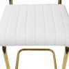 Mid-Century Modern Counter Height Bar Stools for Kitchen Set of 2, Armless Bar Chairs with Gold Metal Chrome Base for Dining Room, Upholstered Boucle