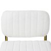 Mid-Century Modern Counter Height Bar Stools for Kitchen Set of 2, Armless Bar Chairs with Gold Metal Chrome Base for Dining Room, Upholstered Boucle