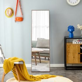 Brown Solid Wood Frame Full-length Mirror, Dressing Mirror, Bedroom Home Porch, Decorative Mirror, Clothing Store, Floor Mounted Large Mirror (Color: brown)