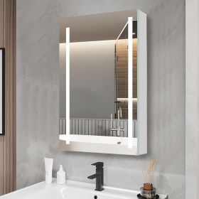30x20 inch LED Bathroom Medicine Cabinet Surface Mounted Cabinets With Lighted Mirror White Right Open (Color: as Pic)