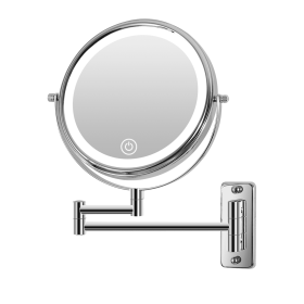 8 Inch Wall-Mounted Makeup Mirror, Double Sided 1x/10x Magnifying Makeup Mirror, 3 Colour Lights Touch Screen Dimmable Bathroom Mirror, 360¬∞ Swivel V (Color: Chrome)